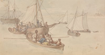 Pleasure Boats in an Estuary by Thomas Rowlandson